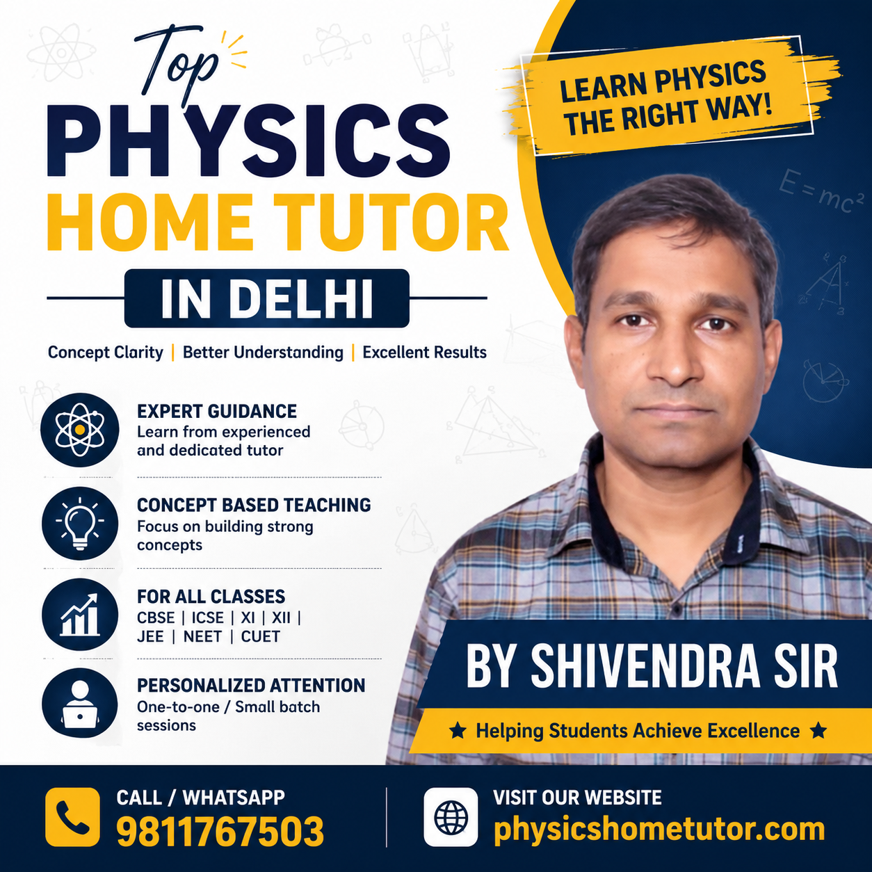 Top Physics Home Tutor in Delhi Top Physics Home Tutor in Delhi | Best Physics Tutor by Shivendra Sir