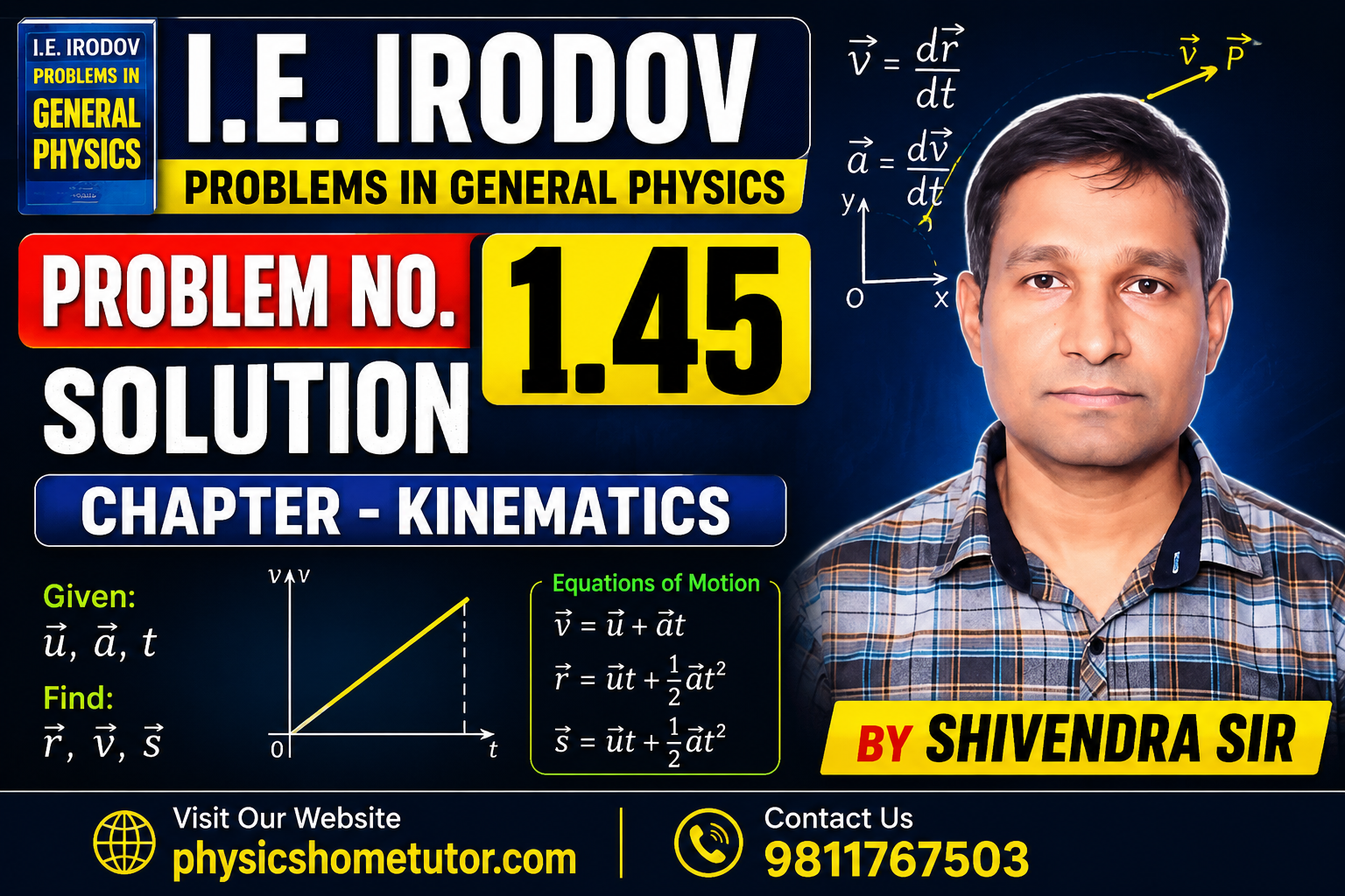 I.E. IRODOV Problem No. 1.45 Solution Chapter 1 – Kinematics Complete Physics Explanation by Shivendra Sir I.E. Irodov Problem No. 1.45 Solution | Chapter 1 Kinematics | Complete Step-by-Step Explanation