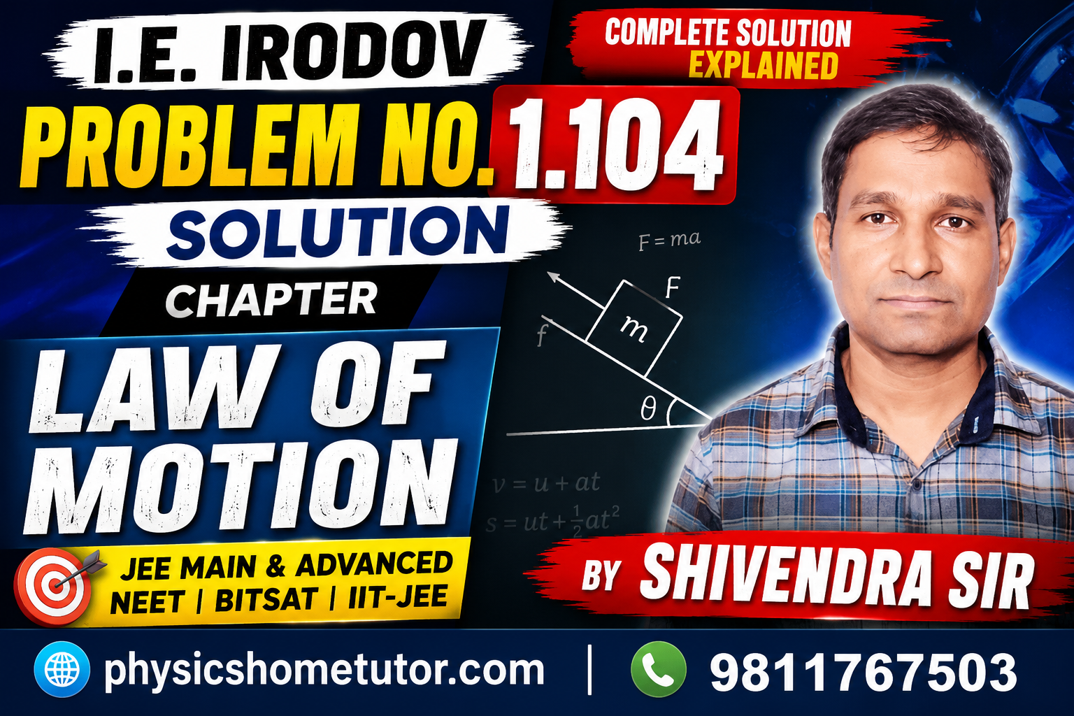 IE Irodov Problem No. 1.104 Solution